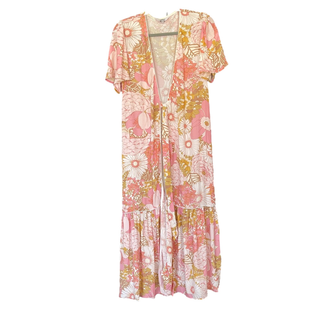 Floral Pink and Gold Maxi Dress - Picture 3 of 13